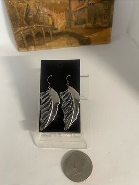 Laurel Burch Silver Wing Dangle Earrings